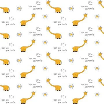 Seamless pattern with giraffe. Creative jungle childish texture. Great for fa 스톡 일러스트