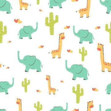 Seamless pattern with giraffes Illustrazione stock