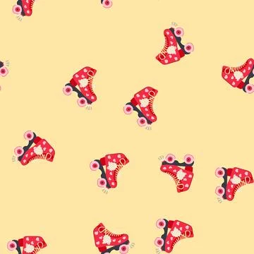Seamless pattern girl roller skate cartoon vector Ilustração Stock