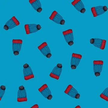 Seamless pattern girl winter hat woman cartoon vector Stock Illustration