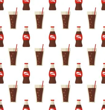 Seamless Pattern with Glass and Bottle with Dark Red Beverage Stock Illustration