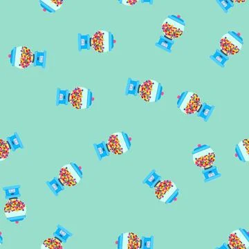 Seamless pattern glass bubblegum machine cartoon vector Stock Illustration
