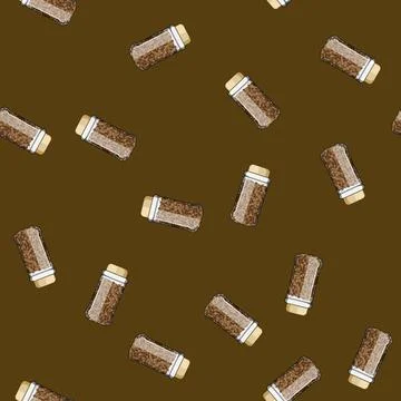 Seamless pattern glass coffee jar cartoon vector Stock Illustration