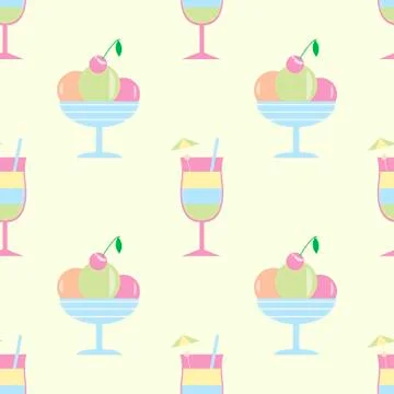 Seamless pattern glass, fruit, summer Stock Illustration