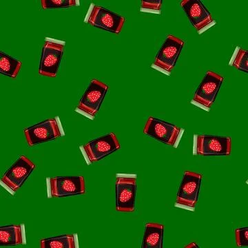 Seamless pattern glass jam fruit food cartoon vector Stock Illustration