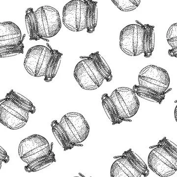 Seamless pattern Glass jar holding honey with a latch closure Stock Illustration