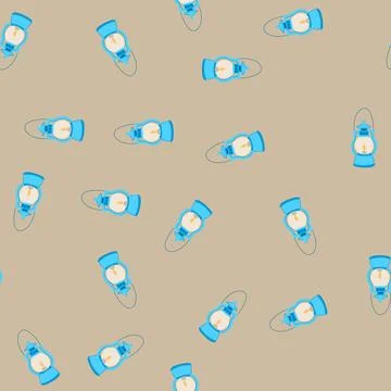 Seamless pattern glass kerosene lamp cartoon vector Stock Illustration