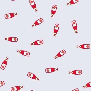 Seamless pattern glass ketchup bottle cartoon vector Stock Illustration