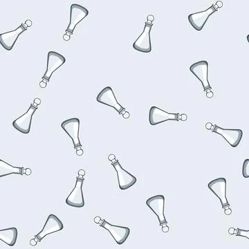 Seamless pattern glass laboratory glassware cartoon vector Stock Illustration