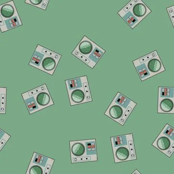 Seamless pattern glass retro control panel cartoon vector Stock Illustration