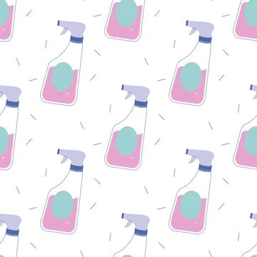Seamless pattern, glass scraper, Spray cleaner, cleaning Stock Illustration