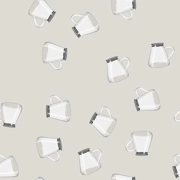 Seamless pattern glass teapot tea kettle cartoon vector Stock Illustration