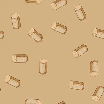 Seamless pattern glass wine cork bottle cartoon vector Stock Illustration