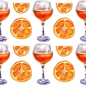 Seamless pattern with glasses of orange juice. Stock Illustration