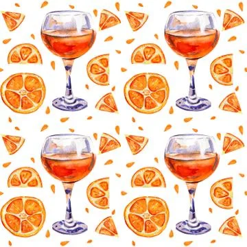 Seamless pattern with glasses of orange juice. Stock Illustration