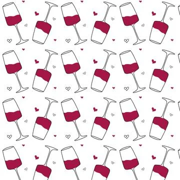 Seamless pattern with glasses of red wine. Stock Illustration