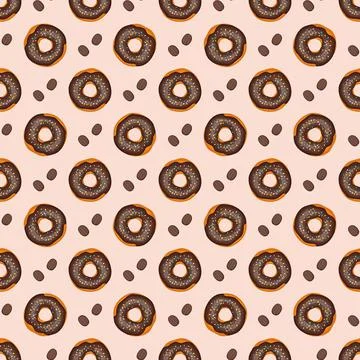 Seamless pattern from glazed donuts and coffee beans Illustrazione stock