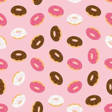 Seamless pattern with glazed donuts Stock Illustration