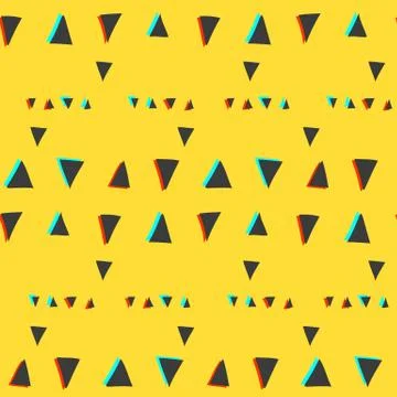 Seamless pattern with glitch triangles on yellow Stock Illustration