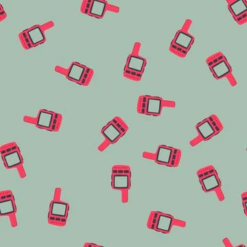 Seamless pattern global satellite phone cartoon vector Stock Illustration