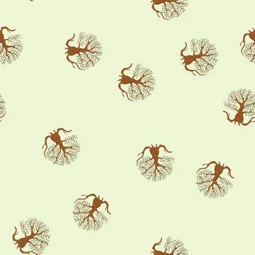 Seamless pattern global tree of life cartoon vector Illustrazione stock
