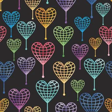 Seamless pattern with globe hearts Illustrazione stock