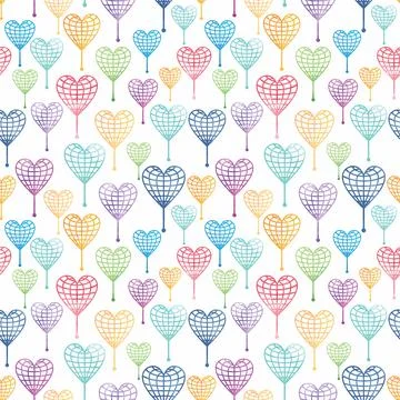 Seamless pattern with globe hearts Stock Illustration