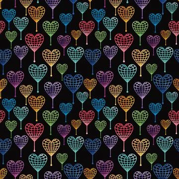 Seamless pattern with globe hearts Stock Illustration
