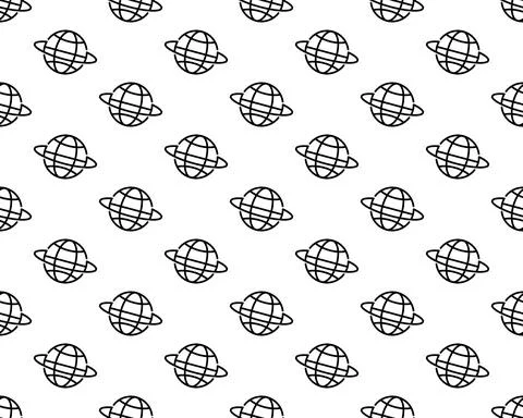 Seamless pattern of globe in white background with mini doodle . Vector Illus Stock Illustration