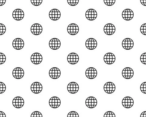 Seamless pattern of globe in white background with mini doodle . Vector Illus Illustrazione stock