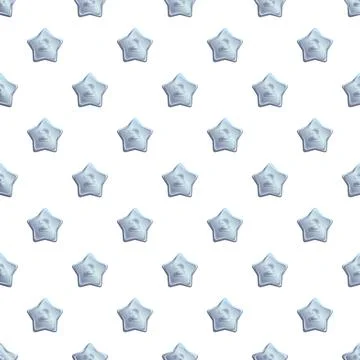 Seamless pattern with glossy blue stars holding number two Stock Illustration