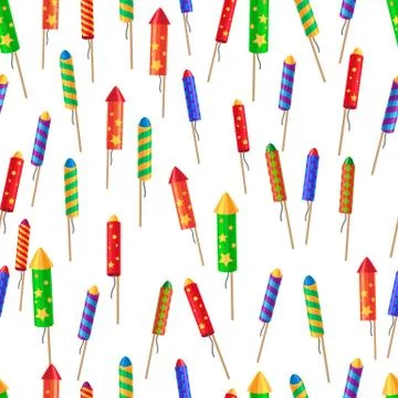 Seamless Pattern of Glossy Exploding Rockets Stock Illustration
