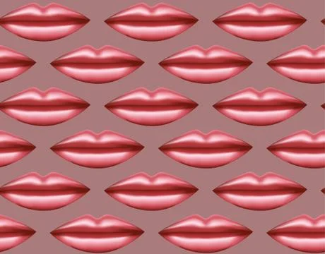 Seamless pattern glossy lips on pink Stock Illustration
