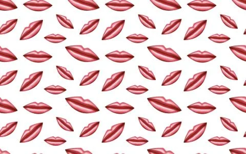 Seamless pattern glossy lips white Stock Illustration