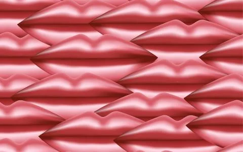 Seamless pattern glossy pink lips Stock Illustration