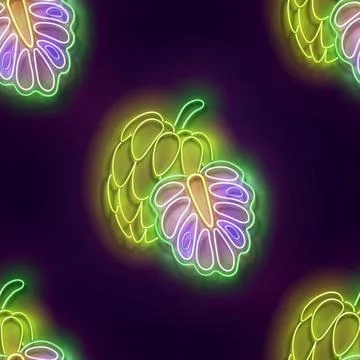 Seamless pattern with glow cherimoya fruit Stock Illustration