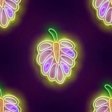 Seamless pattern with glow cherimoya fruit Stock Illustration