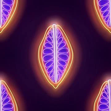 Seamless pattern with glow cocoa fruit Stock Illustration