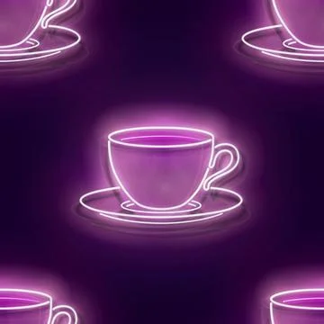 Seamless pattern with glow Cup of Coffee Illustrazione stock