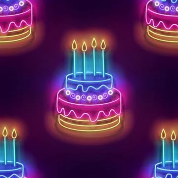 Seamless pattern with glow Holiday Cake with Candles Stock Illustration