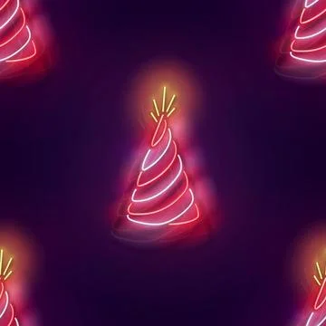 Seamless pattern with glow Holiday Hat Stock Illustration