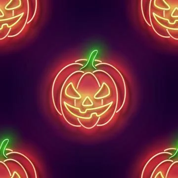 Seamless pattern with glow Jack o'Lantern Pumpkin イラスト素材