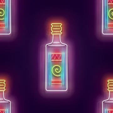 Seamless pattern with glow Mexican tequila Stock Illustration