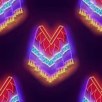 Seamless pattern with glow Poncho, Ethnic Mexican Culture Stock Illustration