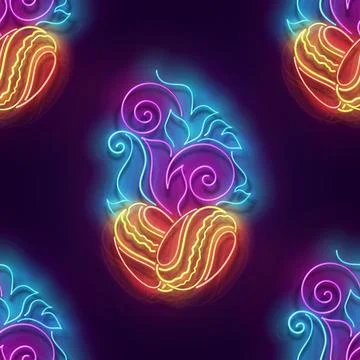 Seamless pattern with glow Roasted Coffee Beans with Ornamental Fire Stock Illustration