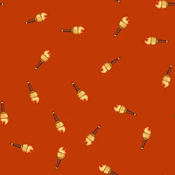 Seamless pattern glow torch fire cartoon vector Stock Illustration