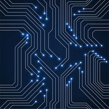 Seamless pattern of glowing circuit board. Neon technology background イラスト素材