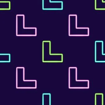 Seamless pattern glowing desktop icon, neon set geometric sticker, neon Stock Illustration
