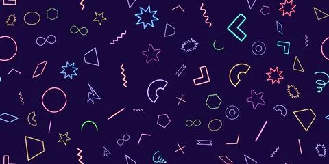 Seamless pattern glowing desktop icon, neon set geometric sticker, neon Stock Illustration