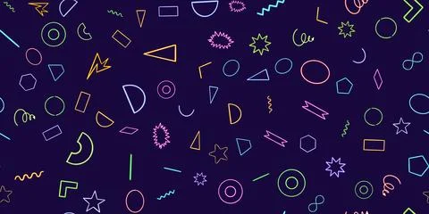 Seamless pattern glowing desktop icon, neon set geometric sticker, neon Stock Illustration